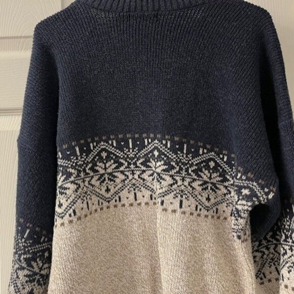 Mens Large Timber Trails Vintage Navy & Tan Sweater 90s - Picture 4 of 11